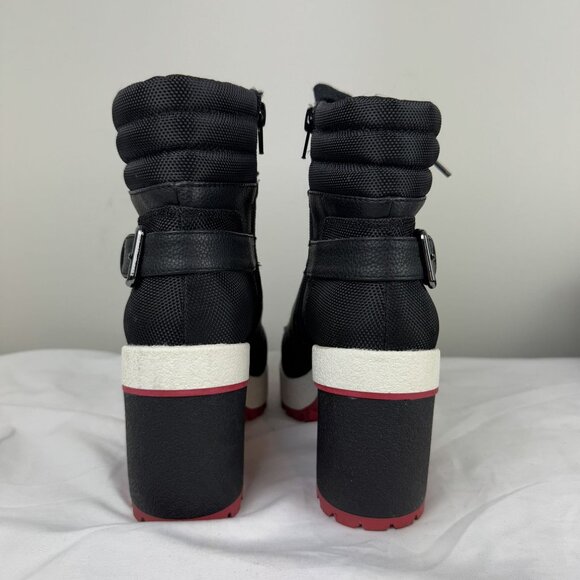 Mix No. 6 Denari Platform Block Booties Black Chunky Heel Lace Up Combat Style 8 - Picture 3 of 10
